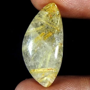 13.35 Cts Natural Brazil Golden Rutilated Quartz Fancy Cabochon Gemstone - Picture 1 of 3