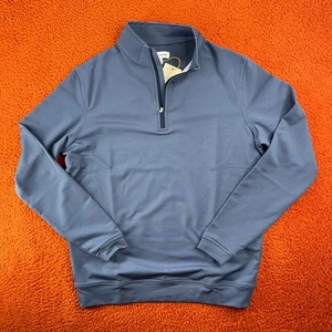 PETER MILLAR Mens SMALL Perth Sugar Stripe Performance Pullover Quarter Zip Navy - Picture 1 of 10