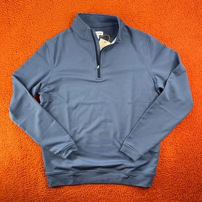 PETER MILLAR Mens SMALL Perth Sugar Stripe Performance Pullover Quarter Zip Navy - Image 1 of 4