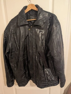 Chaqueta Bomber de Cuero Y2K Para Hombre 2XL MAXAM Negra Piel de Cordero Costuras de Retazos Foto 1 de 4