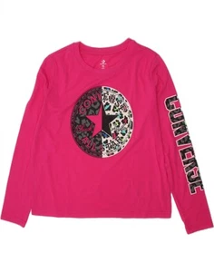 CONVERSE Girls Graphic Top Long Sleeve 13-14 Years XL Pink Cotton AN10 - Imagen 1 de 3