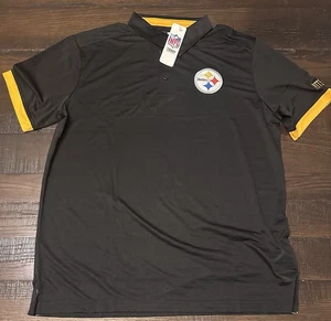 NFL Apparel Pittsburgh Steelers Hombre’s Cuello Golf Polo Negro - XL - Imagen 1 de 2
