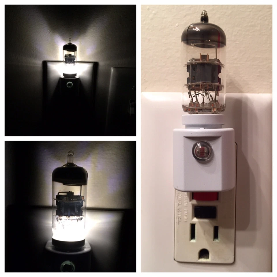12AX7 Style Vacuum Tube White LED Night Light Ham Radio TV Guitar Amplifier - Image 1 of 4
