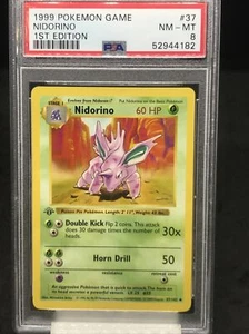 Pokemon PSA 8 1° Edizione Shadowless Nidorino 37/102 Set Base - Foto 1 di 2