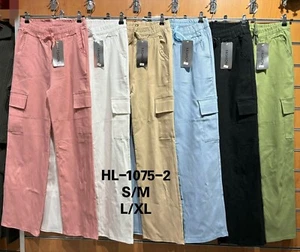 WOMEN'S WIDE BOOTCUT STRAIGHT LEG HIGH WAIST HIGH STRETCH ELASTICATED CARGO 8-16 - Picture 1 of 21
