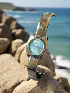 Vintage Roxy Blue Dial Stainless Steel Band Women Quartz Watch New Battery - Picture 1 of 6