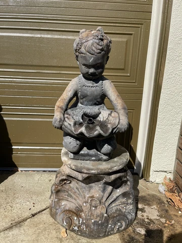 Vintage Garden Art Cement Girl Fountain Topper Cover