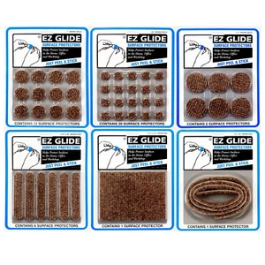 EZ Glide Peel & Stick Wood Floor Surface Protectors Brown Circle Strip Pad Roll - Picture 1 of 7