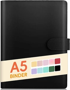 A5 Binder 6 Ring, Refillable Notebook Planner Cover, Small Leather Organizer Emp - Picture 1 of 7
