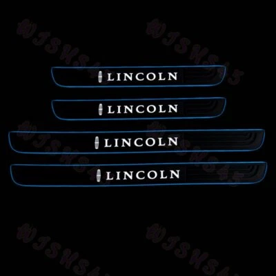 X4 Blue Border Rubber Car Door Scuff Sill Cover Panel Step Protector For Lincoln - Image 1 of 4