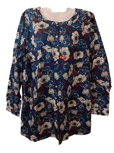 Duluth Trading Co. Damen türkis Blumenmuster Knopfleiste Tunika, neu mit Etikett, XS - Bild 1 von 5