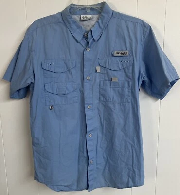 Columbia PFG Button Up Shirt Boys XL 18/20 Lt Blue SS Shirt Sleeve Vented - Image 1 of 4
