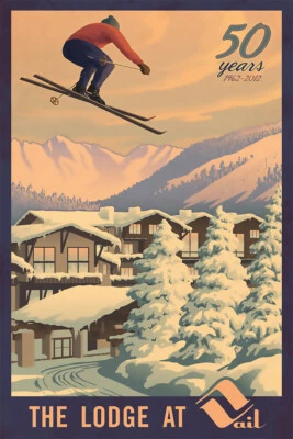 The Lodge At Vail Vintage Ski Colorado Snow Art Wall Room Poster - POSTER 20x30 - Image 1 of 4