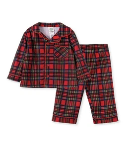 Neu Baby Little Me Größe 18M 2-teiliges rot kariertes Mantel Urlaub Pyjama Set - Bild 1 von 4