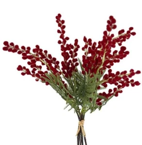 Artificial Red Color Flower Wattle Bouquet 42cm Stem Party Wedding & Decor - Picture 1 of 4