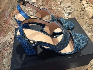 Coach Womens Rylie Beadchain Leather Peep Toe Casual Ankle Strap Sandals MINERAL - Picture 1 of 6