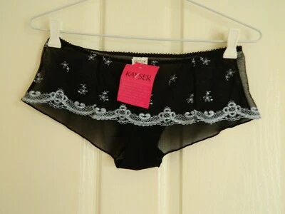 New KAYSER WOMEN BIKINI Underwear Embroidered Mesh Black Size 10 - image 1 of 4
