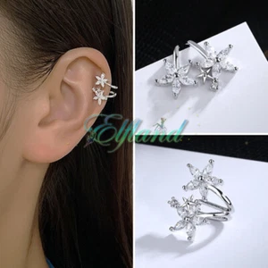 Ohrschmuck Ohrklemme Ohrclip Ear Cuff * Blüte Blumen Zirkonia * Vintag - Bild 1 von 2
