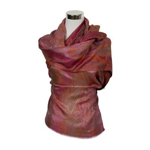 Schal 100% Seide silk soie scarf seta écharpe Sciarpa Paisley Mehrfarbig Rosé - Picture 1 of 2