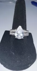Sterling Silber Ring tropfenförmiger Stein Größe 7 - Bild 1 von 6