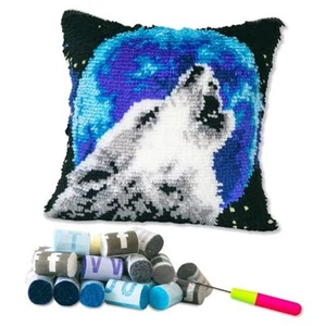 Latch Hook Kits for DIY Throw Pillow Cover,Needlework Cushion Cover Hand - Picture 1 of 7