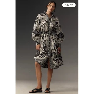 Anthropologie Farm Rio Langarm Kragen Midi Shirt Kleid XS - Bild 1 von 6
