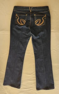 Pantalones de mezclilla acampanados Southpole bordados para mujer - talla 13 - lavado oscuro - usados en excelente estado - Imagen 1 de 10