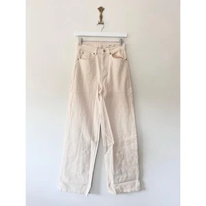 Marks & Spencer Wide Leg Jeans Size 8 Long Ecru High Rise Ex M&S RRP £35 - Picture 1 of 7