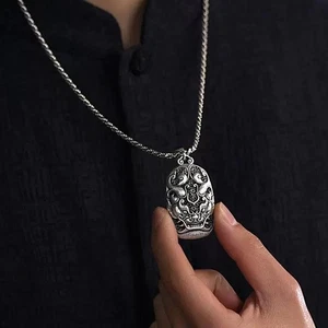 Collar Talismán Taoísta Unisex Metal Chapado Riqueza Asiática Antiguo - Imagen 1 de 5