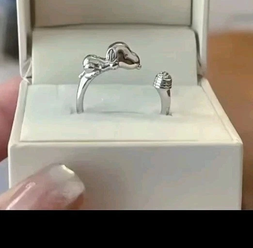 Anillo de plata 925 ajustable Peanuts Snoopy con cuenco Foto 1 de 4