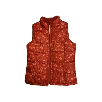 Old Navy Girl’s Red Floral Full Zip Puffer Vest Sz XL - Image 1 of 3