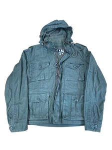 Vintage Rip Curl Army Jacket Mens Size Small Green Hoodie Full Zip Y2K Surf Wear - Picture 1 of 8