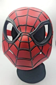 Spiderman Face Mask Red Hard Plastic One Size Fits Most Marvel Hasbro Halloween - Picture 1 of 2