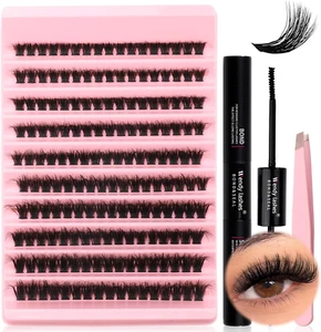 Kit Extension Ciglia 200PCS Clusters Lashes Kit D Curl 0,07 80D 8-16Mm Ciglia Fi - Foto 1 di 12
