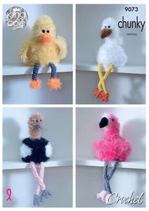 Tinsel Crochet Pattern Flamingo Peacock Duck Toilet Roll Holder King Cole 9073 - Picture 1 of 2