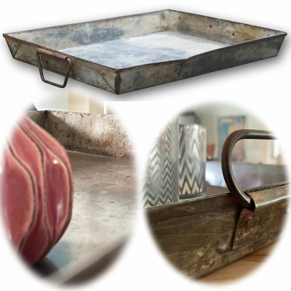 XL Vintage Metall Dehli Serviertablett ♻️ 53cm Unika Deko Tablett Backblech - Bild 1 von 4