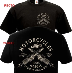 T-shirt MOTORCYCLES CUSTOM - Biker Chopper Bobber Harley Davidson Indian Motard - Imagen 1 de 4