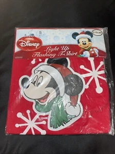 Disney Mickey Mouse Light Up Flashing Christmas T-Shirt Youth Size Small 6/7 NEW - Picture 1 of 2