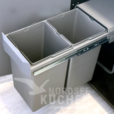 Concepto ROTA Duo 30-2 30 Liter Müll Eimer Einbau Vollauszug 2x15 Liter Grau - Bild 1 von 4