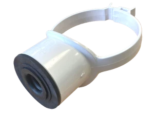 Cinghia per tubi da terreno bianca 110 mm su boss a 21,5 mm overflow condensa pushfit - Foto 1 di 3