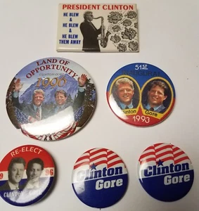 Clinton Gore Presidential Campaign Pin Button Lot of 6 - Picture 1 of 7