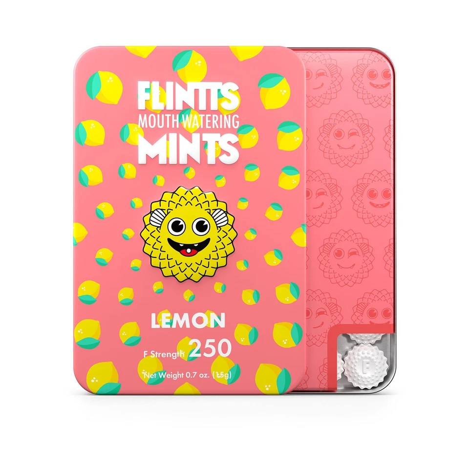 Flintts Mouth Watering Mints - Lemon - F-Strength 250 - Dry Mouth Mint - Image 1 of 1