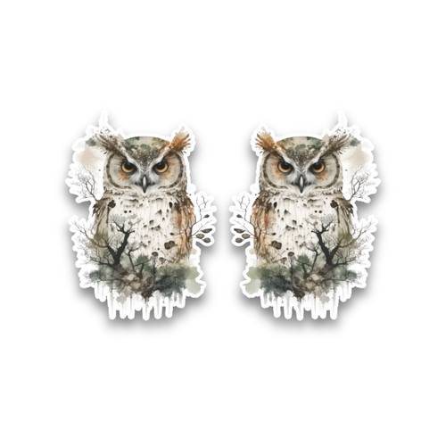2x Small Owl Bird Double Exposure Vinyl Sticker Decals Scrapbook ...