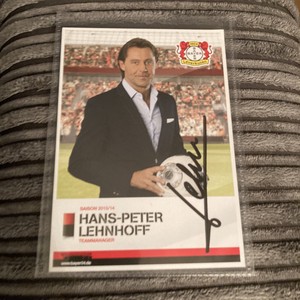 2013-14 HANS-PETER LEHNHOFF BAYER LEVERKUSEN AUTOGRAPH PHOTO CARD BUNDESLIGA VGC