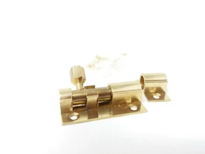 Barrel Bolt Solid Polished Brass Straight 38mm With Screws CEN057 - Picture 1 of 3
