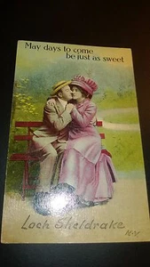 Antique  " BEAUTIFUL LADIES & ROMANTIC " Post Card -Stamped 1914.. - Picture 1 of 3