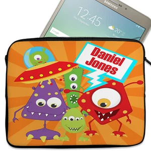 Personalised Alien Tablet Sleeve Laptop iPad Case Zip Pouch Bag Boys Gift EC022 - Picture 1 of 6