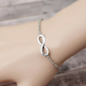 argento Infinito VARI CATENA Bracciale Ancora braccialetto Uomo Donna ka - Foto 1 di 10
