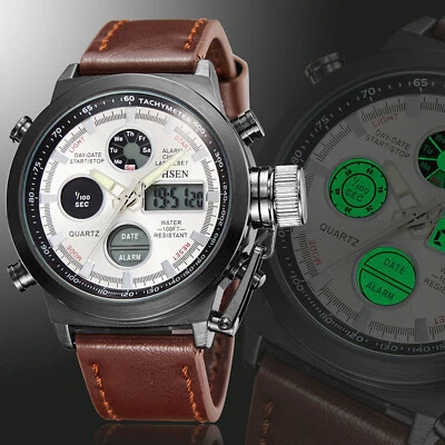 Мужские водонепроницаемые цифровые спортивные часы военные тактические светодиодные дата спортивные наручные часы - Изображение 1 из 4
