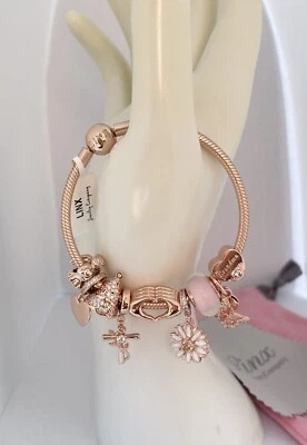 Pulsera Linx Cadena Serpiente Oro Rosa con Dijes Temáticos Religiosos Abuela Foto 1 de 4